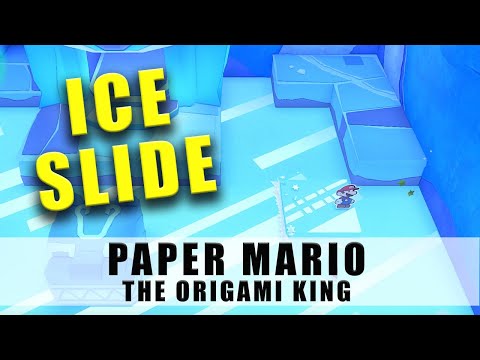 Paper Mario The Origami King ice slide on the floor of the Ice Vellumental Temple