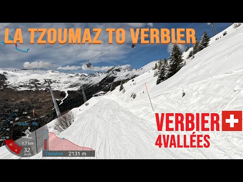 [4K] Skiing La Tzoumaz to Verbier 4Vallées, Savoleyres to Médran, Valais Switzerland, GoPro HERO11