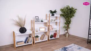 2-poličkový regál, 60cm, bambus, prírodný, biely, BALTIKA TYP 1