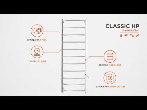 Водяна рушникосушарка Mario Класік HP 1.3.0105.01.P (4820111352166, 1550x530, хром/білий глянець/чорний матовий/золото/сатин/бронза)