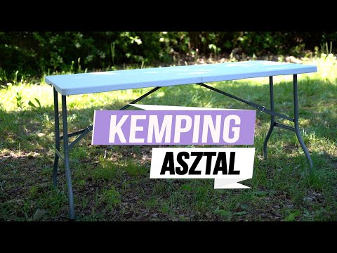 Összecsukható kemping asztal, kerti asztal 152x70x74cm fehér (LY-FH150) - Videó
