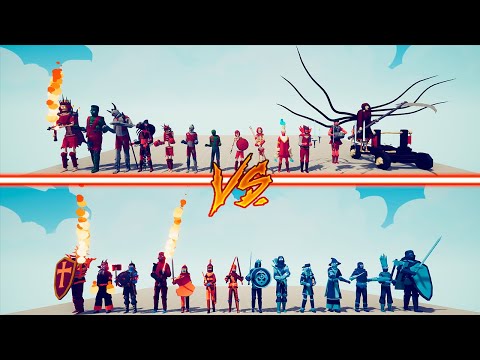 MEGA SPOOKY TEAM vs ICE AND FIRE TEAM - Totally Accurate Battle Simulator | TABS