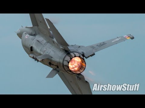 F-16 Mini-Demo (with Pyro) and Heritage Flight - EAA AirVenture Oshkosh 2018