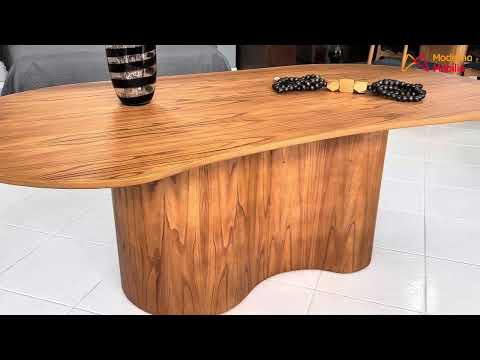 Video thumbnail of Mesa Suíça 220cm Tampo Orgânico Laminado Moderna Mobília