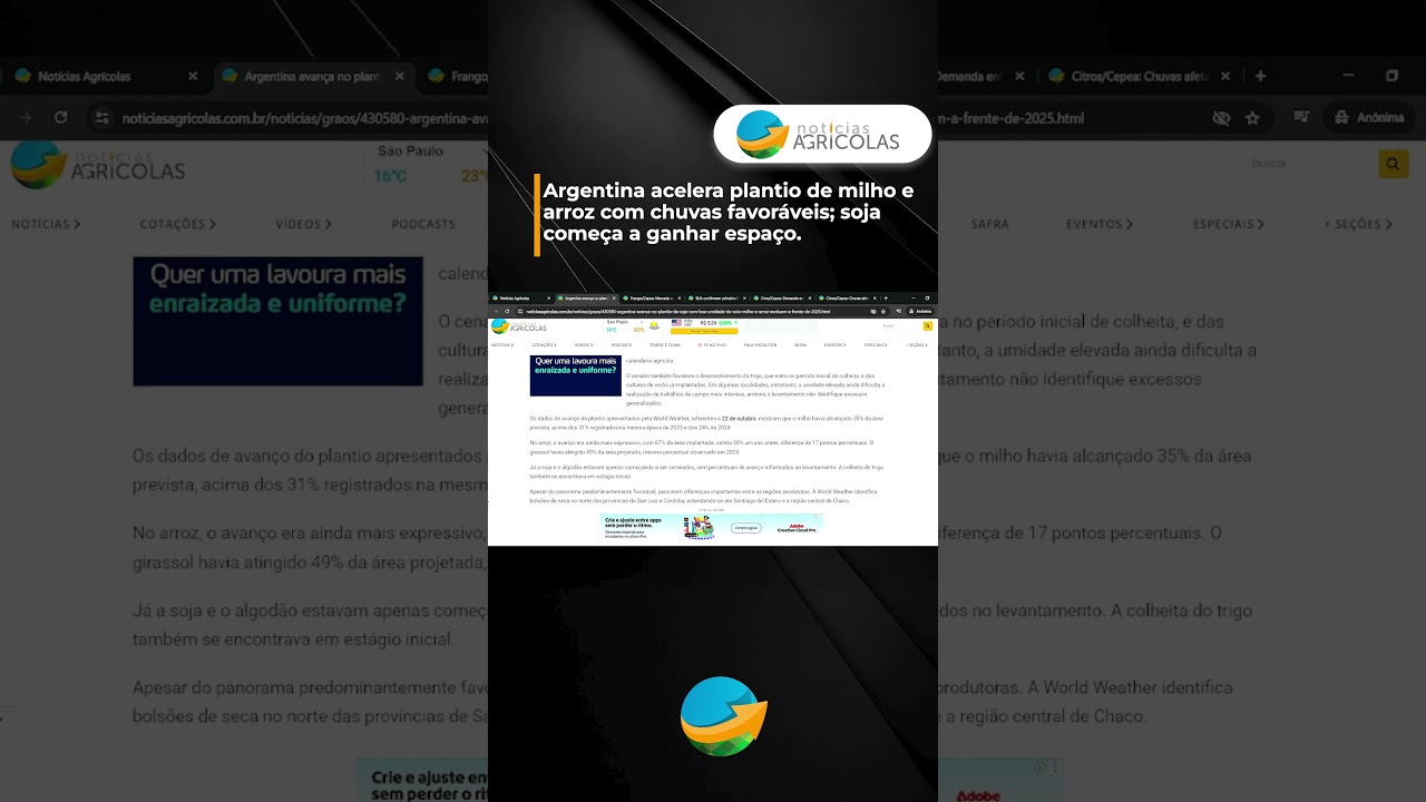 Argentina avança com plantio da soja, milho e arroz em boas condições de clima