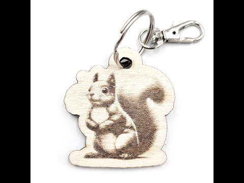 Novelty Red Squirrel Shaped Wooden Keyring
