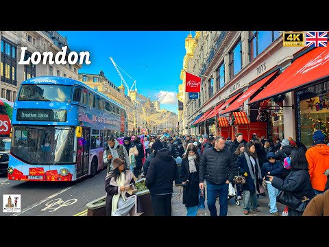 London's City Centre Walking Tour | Crowded Regent Street, Oxford Street & Carnaby Street 4K