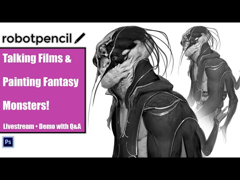 Robotpencil Stream 1 - Talking Films & Painting Fantasy Monsters!