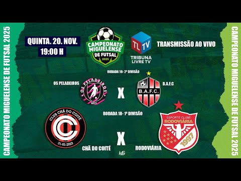 CHÃ DO COITÉ X RODOVIÁRIA | OS PELADEIROS X B.A - Campeonato Miguelense de Futsal 2025 | 18ª Rodada