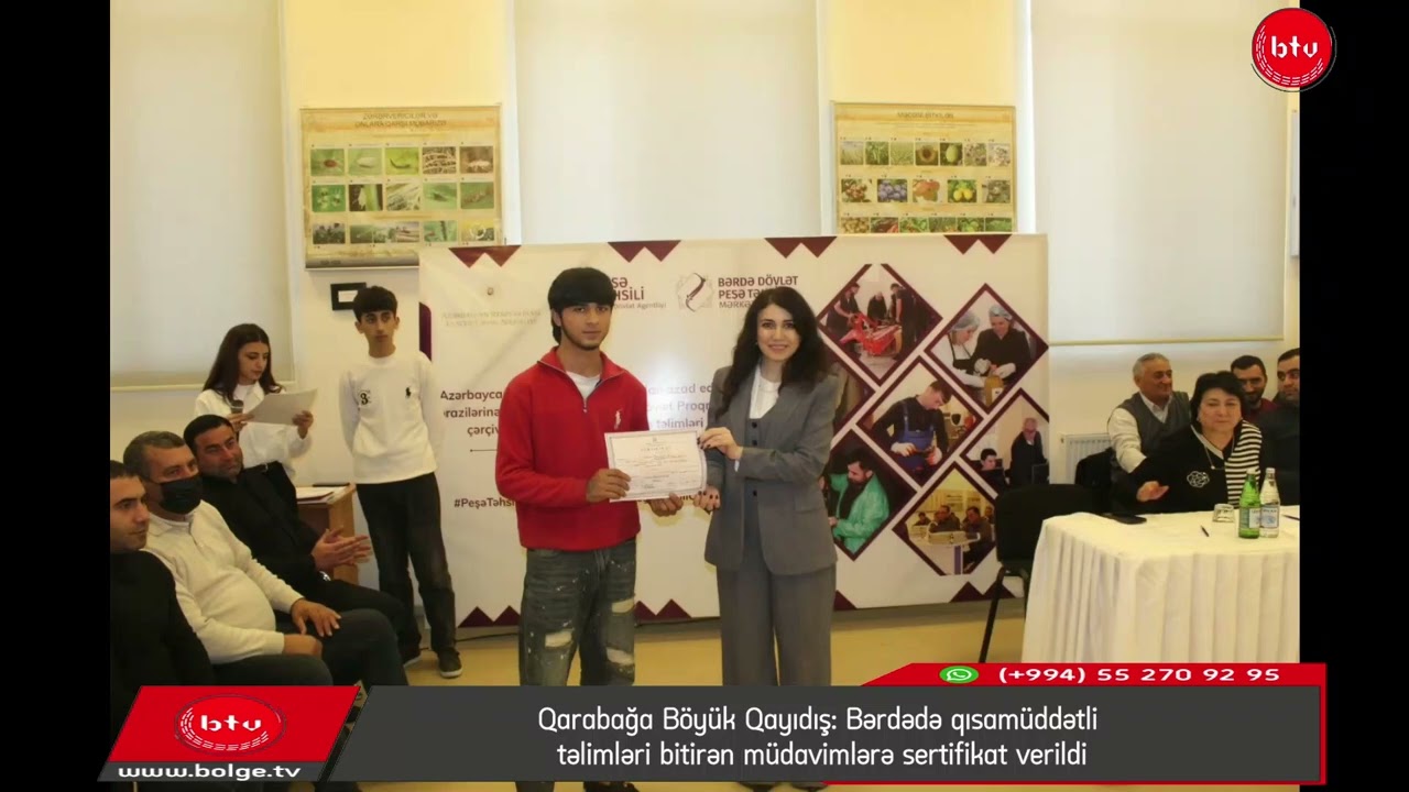 Qarabağa Böyük Qayıdış: Bərdədə qısamüddətli təlimləri bitirən müdavimlərə sertifikat verildi