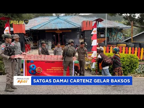 SATGAS DAMAI CARTENZ BAGI PAKET MAKANAN RAYAKAN HUT KE-80 BRIMOB DI PANIAI
