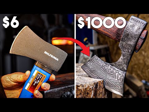 I Forged a $6 Hardware Store Axe Into a $1000 Damascus Axe