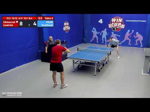 14:00 Люшня Александр 3-2 Крохмаль Виталий     стол 4  ЮГ-3  07.07.22