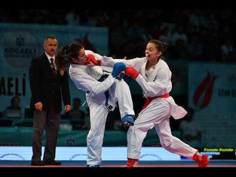 FINAL FEMALE KUMITE -50 KG - KRYVA KATERYNA (UKRAINE,) - BUGUR DUYGU (GERMANY)