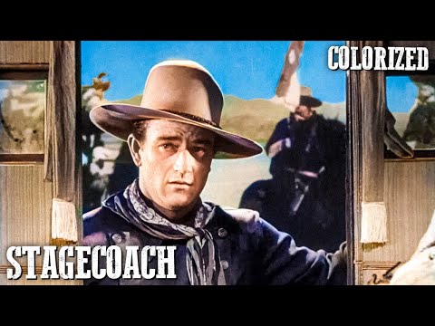 Stagecoach | COLORIZED WESTERN | John Wayne | Oscar Winning Film | Drama