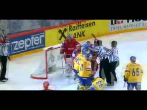 Russia vs. Sweden 7-3 Spearing on Johan Franzén