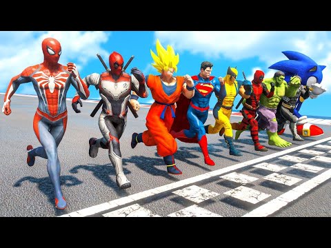 Spiderman with SUPERHEROES Running Challenge Competition |  GTA 5 MODS