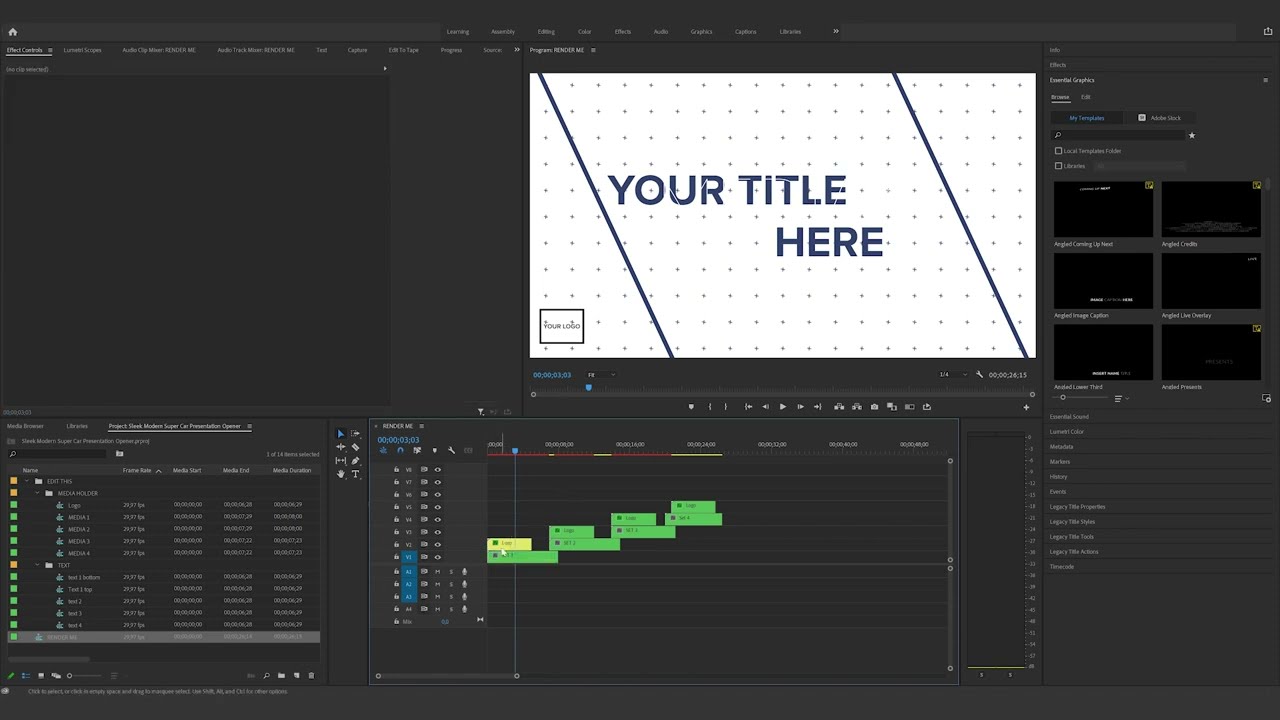 How to edit the Sleek Modern Super Car Presentation Opener in Premiere Pro