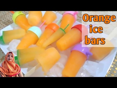 Orange ice bars / orange ice lollipop / orange ice cream / homemade icecream / Cooking with nadira .
