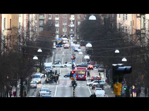 Odengatan from Odenplan (square) towards Valhallavägen 4K resolution