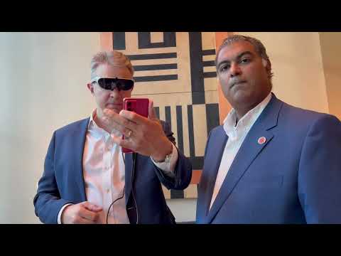 Eyedaptic EYE6 being shown to Dr. Gareth Lema MD, PhD at AAO 2024 @eyedaptic890