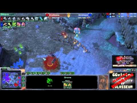 SC2 Gladiator Mondragon - vs Naama @ Shakuras Plateau : xHydrax dual-cast