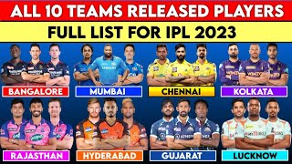 IPL 2023 - All IPL Teams Official Full Release Players List for the IPL 2023 Auction