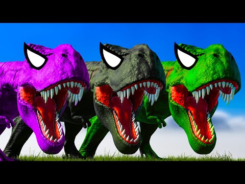 T-REX COLOR PACK vs ALLOSAURUS vs SPINOSAURUS vs INDOMINUS REX - Jurassic World Evolution
