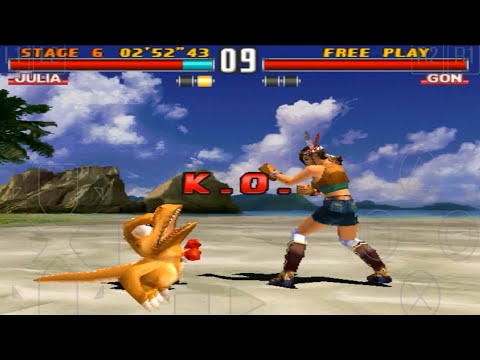 Ryona julia vs Gon Diynosaur Moves Combo Gameplay - Tekken 3 ( Arcade version)