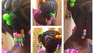 Natural Hair Kids|Cornrows|African Threading| Beads|Damage-Free Method