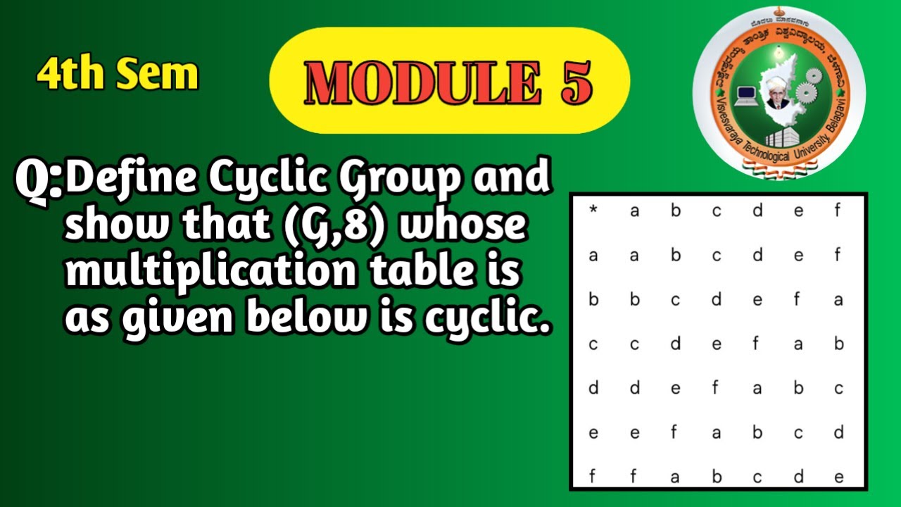 VTU | 4th Sem Maths | Cyclic Group Proof
