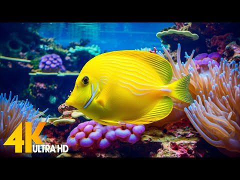Aquarium 4K VIDEO (ULTRA HD) ???? Beautiful Coral Reef Fish - Relaxing Sleep Meditation Music #77