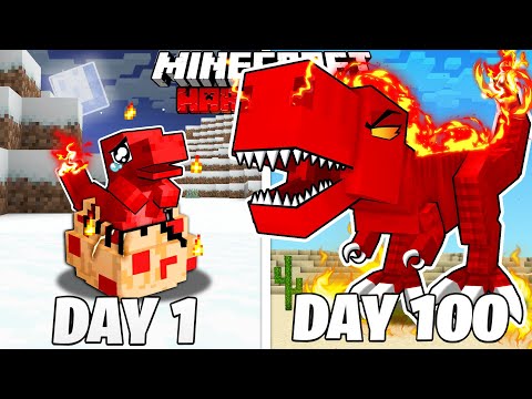 I Survived 100 Days as a FIRE DINOSAUR in HARDCORE Minecraft