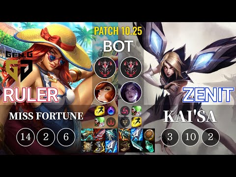 GEN Ruler Miss Fortune vs Zenit Kai'Sa Bot - KR Patch 10.25