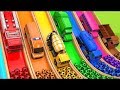 Learn Colors With 7 Street Vehicles And Surprise Soccer Ball Flying Toy Cars Pretend Play For Kids