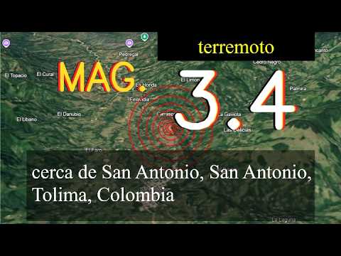 Un terremoto de magnitud 3,4 se produjo cerca de San Antonio, San Antonio, Tolima, Colombia hoy 17