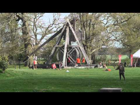 Trebuchet firing a fire-ball at Warwick Castle HD