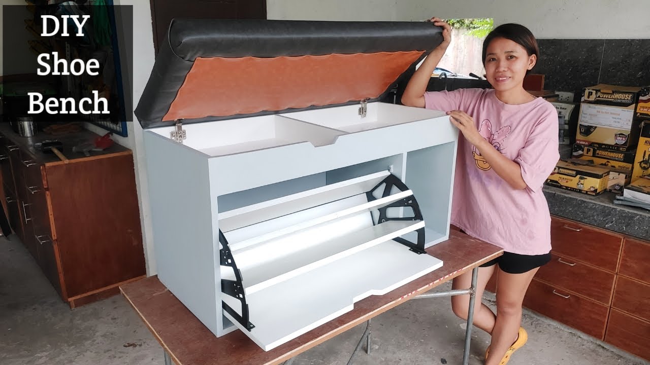 Watch DIY 3 Slots Shoe Rack | Shoe bench | Shoe storage | How to build | paano kami gumawa ng shoe rack now DIY 3 Slots Shoe Rack | Shoe bench | Shoe storage | How to build | paano kami gumawa ng shoe rack