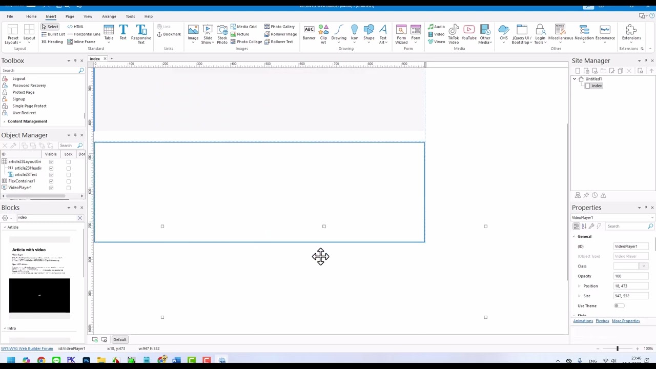 ออกแบบหน้าเว็บเพจในโปรแกรม WYSIWYG Web Builder 2.0 ตอนที่ 4