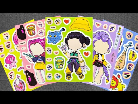 [🖤Paper DIY❤️] KPop Demon Hunters Sticker Book with Rumi, Mira, Zoey Dress Up | Satisfying ASMR