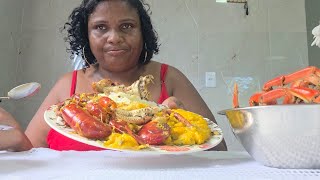 ALMOÇO AQUI NA ROÇA PIRAO DE LEITE DE COCO PITU E molho lambao muito gostoso de derreter na boca 