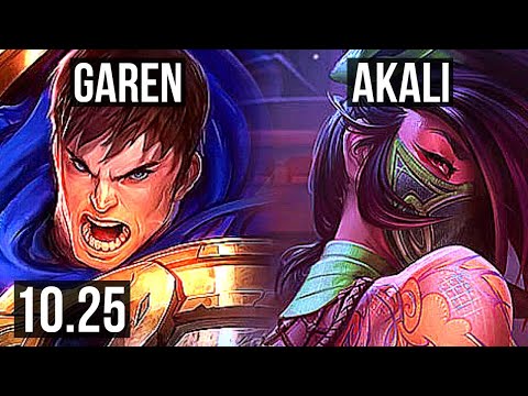 GAREN vs AKALI (TOP) (DEFEAT) | 2.5M mastery, 6 solo kills, 1000+ games | KR Diamond | v10.25