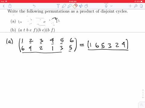 Permutations: Writing a Permutation as a Product of Disjoint Cycles