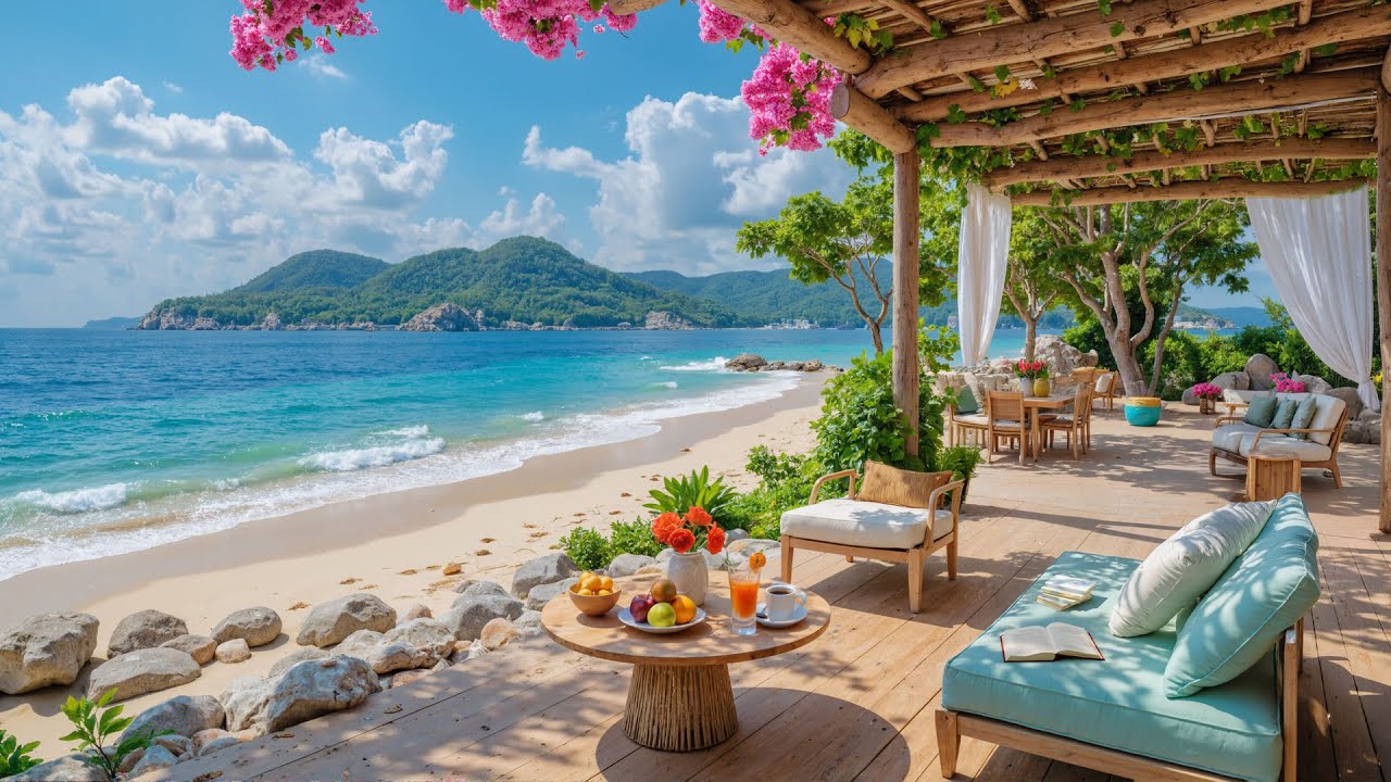 ☕ Summer Beach Café Jazz | Relaxing Ocean Ambience & Smooth Jazz for Reading, Chill & Focus