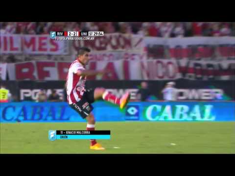 Gol de Malcorra.River 2 Unión 2.Fecha 4.Torneo Primera División 2015.FPT