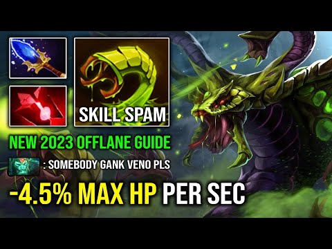 How to Offlane Venomancer in 2023 with Overpower -4.5% Max HP Per Second Crazy Poison DPS Dota 2