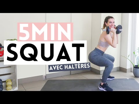 5min Défi Squat Avec Haltères - Exercices pour muscler les jambes et fessiers