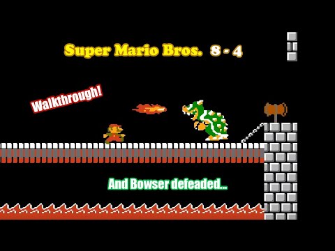 Super Mario Bros. Final Level Walkthrough 8-4 | Bowser's Castle