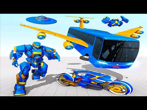 Flying Bus Robot Car Transform: Robot Multi Transformation Game 2022 - Android iOS Gameplay