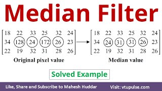 Median Filter Solved Numerical Example in Digital Image Processing by Vidya Mahesh Huddar